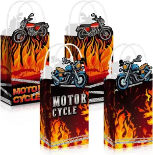 Chiisong 16 Pcs Motorcycle Party Decorations Motorcycle Party gift Bag Candy Goodie Favor Bags with Handle Biker Birthday Baby Shower Supplies