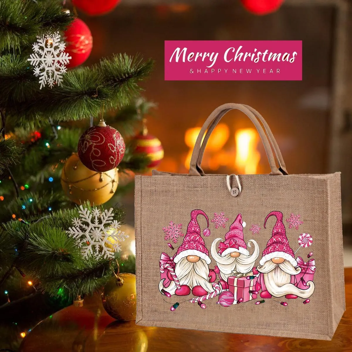 Christmas Gift Bags Reusable Large Weaving Beach Travel Tote Straw Bag for Women