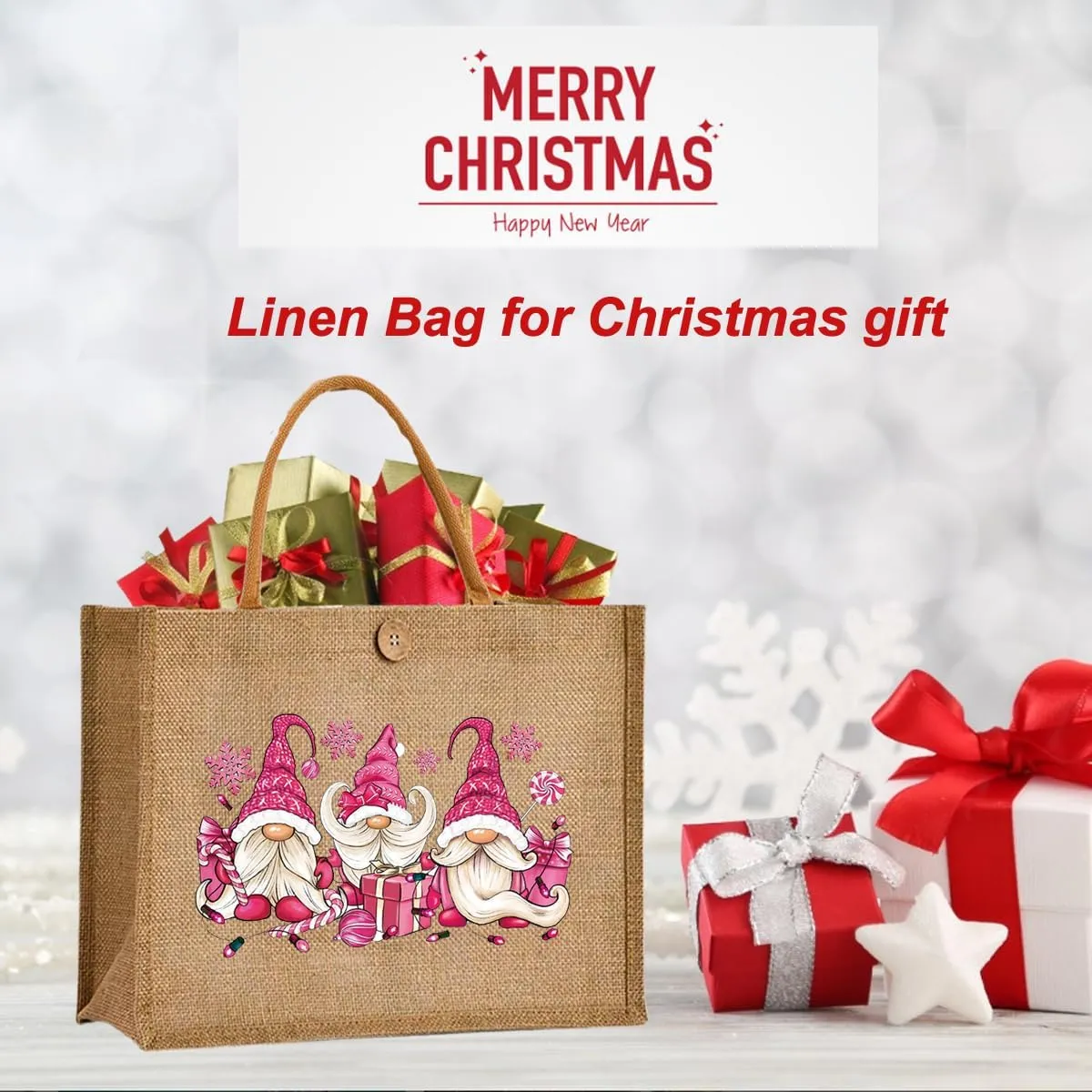 Christmas Gift Bags Reusable Large Weaving Beach Travel Tote Straw Bag for Women