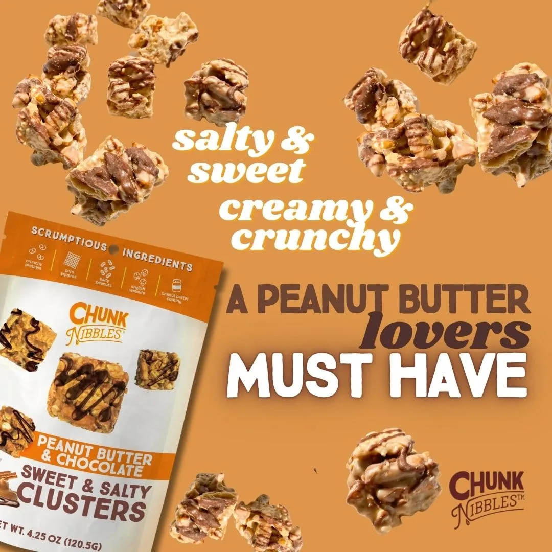 Chunk Nibbles Snack Clusters | Peanut Butter Chocolate Flavor Bite-Size Clusters | 4.25oz (Pack of 3)