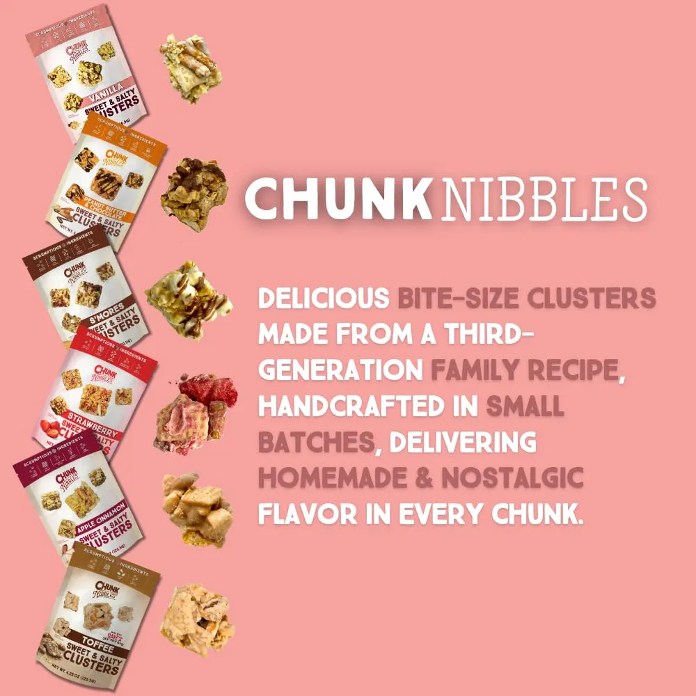 Chunk Nibbles Snack Clusters | Peanut Butter Chocolate Flavor Bite-Size Clusters | 4.25oz (Pack of 3)
