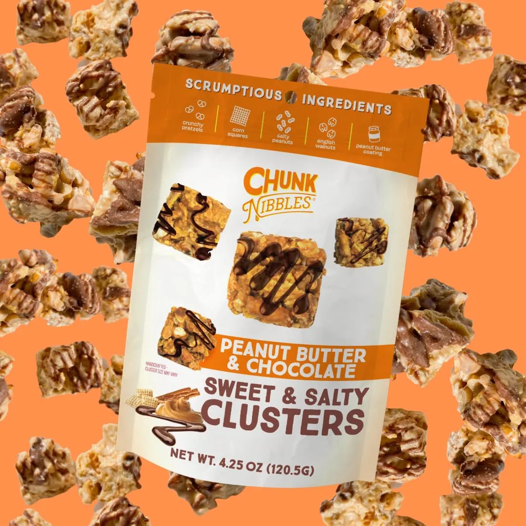 Chunk Nibbles Snack Clusters | Peanut Butter Chocolate Flavor Bite-Size Clusters | 4.25oz (Pack of 3)