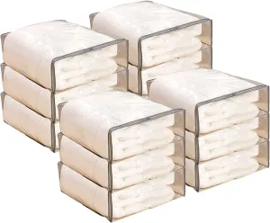 Clear Vinyl Zippered Storage Bags with Handle 24x27x8 Inch Pack of 12 for Blanket, Linen, Sweater, Bed Sheet, Quilt, Clothes, Pillow, Comforter, Foldable