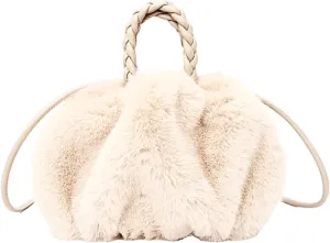 Cloud Shoulder Bag Furry Purse Fluffy Fuzzy Handbags for Women Plush Faux Fur Small Mini Bag for Autumn Winter
