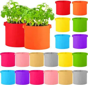 Colored Fabric Grow Bags Bulk Colorful Plant Grow Bags Nonwoven Fabric Pots with Handles Seeds Vegetables Tomato Planter Grow Buckets for Outdoor Garden Fruits Flower, 10 Colors(20 Pack,3 Gal)