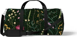 Colored Field Plants Flowers Sports Duffel Bag Travel Gym Tote Bags Lightweight Durable Shoulder Strap Waterproof Polyester Outside Mesh Pocket Overnight Trip Duffel Bag for Women Men