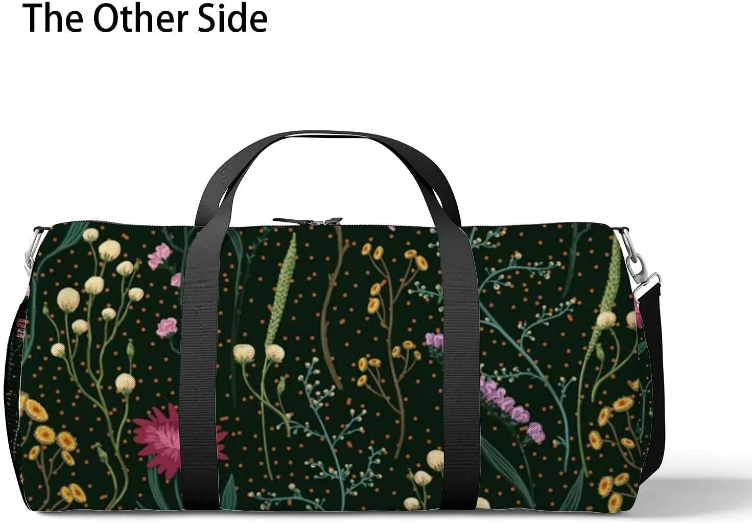 Colored Field Plants Flowers Sports Duffel Bag Travel Gym Tote Bags Lightweight Durable Shoulder Strap Waterproof Polyester Outside Mesh Pocket Overnight Trip Duffel Bag for Women Men