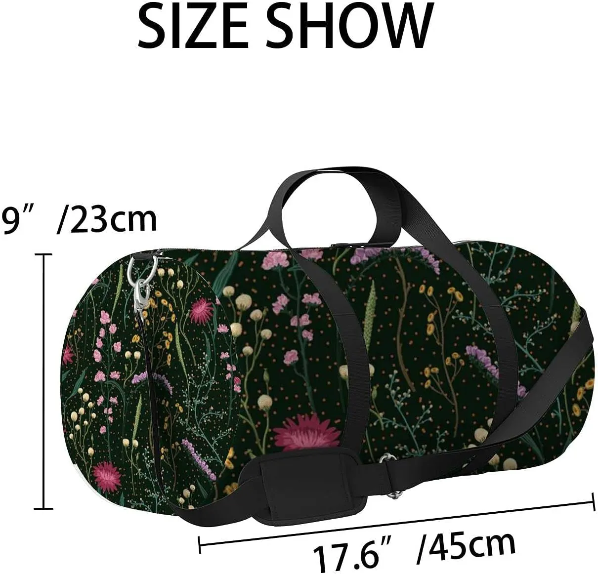 Colored Field Plants Flowers Sports Duffel Bag Travel Gym Tote Bags Lightweight Durable Shoulder Strap Waterproof Polyester Outside Mesh Pocket Overnight Trip Duffel Bag for Women Men