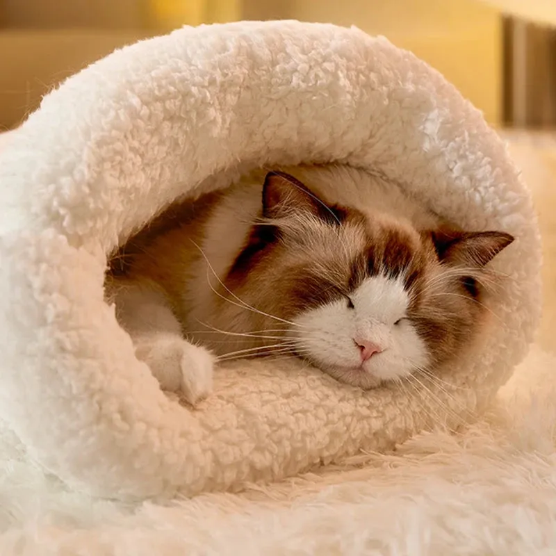 Cozy Kawaii Cat Tunnel Nest 🐾💖 Soft Plush Sleeping Bag for Purr-fect Snuggles! 💤🐱