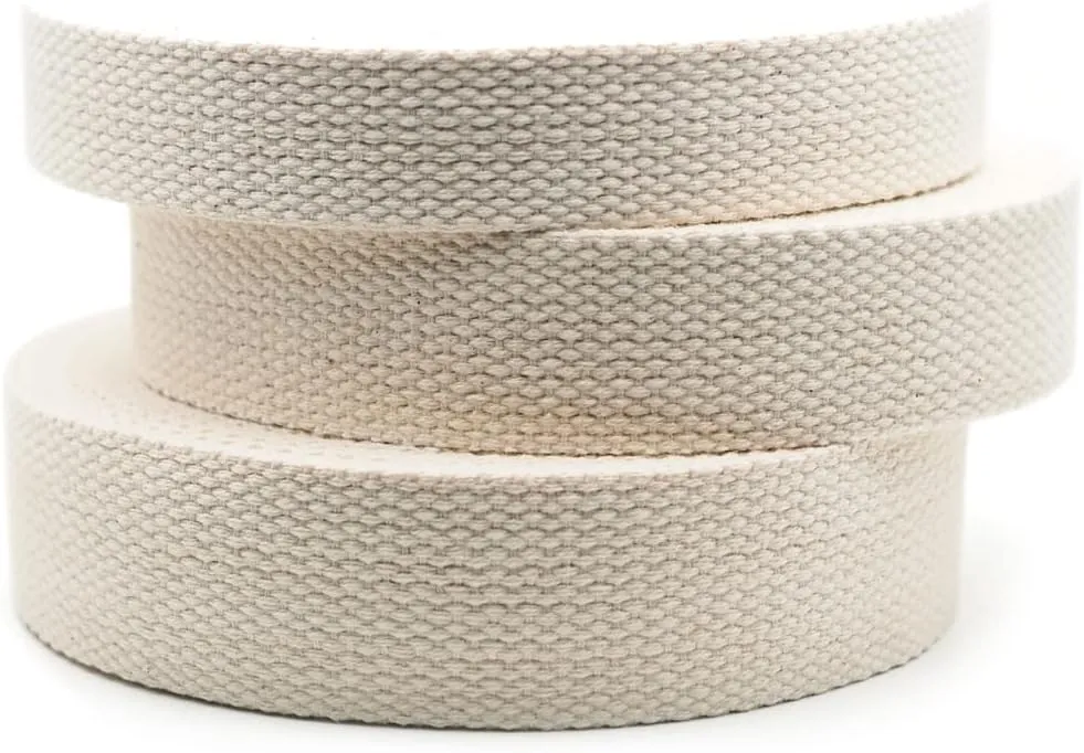 CRAFTMEMORE Natural Cotton Webbing Ribbon for Arts & Crafts, Fabric Purse Strap, Belting, Tote Bags (1 1/4 Inch, 50 Yards)
