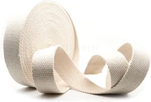 CRAFTMEMORE Natural Cotton Webbing Ribbon for Arts & Crafts, Fabric Purse Strap, Belting, Tote Bags (1 1/4 Inch, 50 Yards)