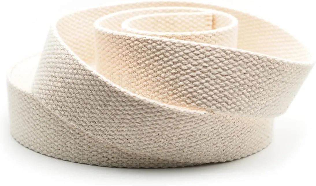 CRAFTMEMORE Natural Cotton Webbing Ribbon for Arts & Crafts, Fabric Purse Strap, Belting, Tote Bags (1 1/4 Inch, 50 Yards)