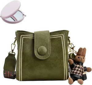 Crossbody Bags for Women Vintage Fashion Bag With Adjustable Wide Shoulder Strap, Vintage Retro Small Water Bucket Bag