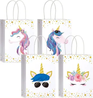 Crtiin 24 Pieces Unicorn Party Favor Bags for Birthday Party Supplies, Unicorn Gift Bag Party Goody Treat Candy Bags for Party Favors Girls Boys Kids Baby Birthday Decorations