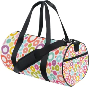 Cute Colored Circle Duffel Bag Canvas Travel Weekender Luggage Gym Handbag for Men Women