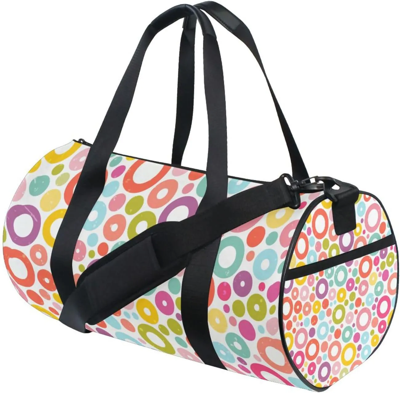Cute Colored Circle Duffel Bag Canvas Travel Weekender Luggage Gym Handbag for Men Women