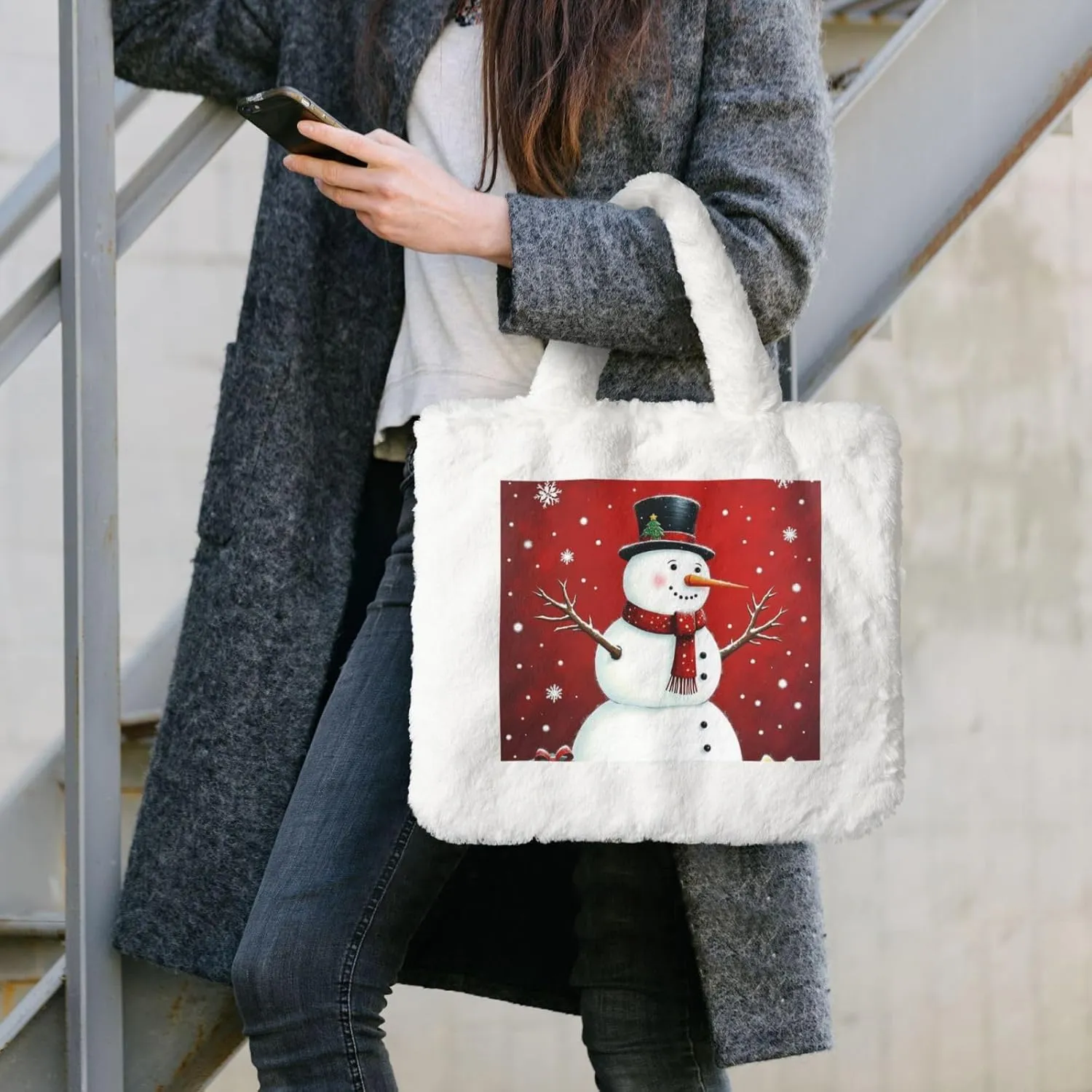 Cute Fuzzy Purse Fluffy Shoulder Bag Plush Furry Tote Bag Aesthetic Purse