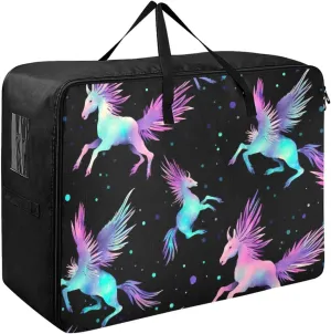 Cute Horses Storage Bag, 27.5x19.7x11 In, Collapsible Moving Bags Zippered Storage Bags for Moving Essential