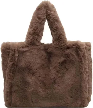 Cute Plush Furry Shoulder Bag Winter Faux Fur Soft Fuzzy Large Hobo Handbag Purse Fluffy Tote Bag for Women