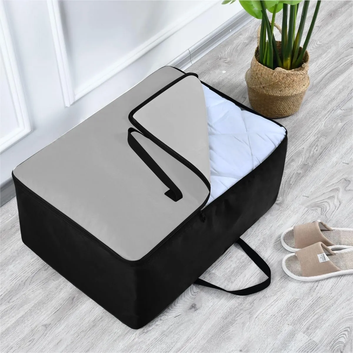 Dark Gray Storage Bag Moving Supplies with Sturdy Handle and Durable Zipper, Zippered Storage Bag for Moving