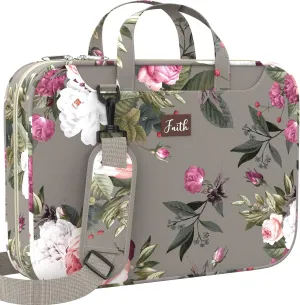 DEHITE Bible Bags for Women – Grey Floral Bible Carrying Case – Tote Bag Large – Book Size 10.12 x 7 x 1.9 in – Pen Slot – Zippered Pocket – Shoulder Strap – Premium Fabric – Christian Gift