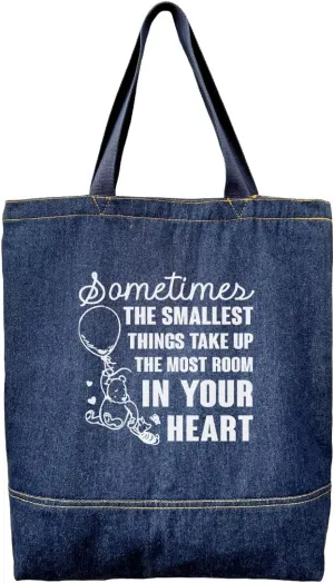 Denim Tote Bag, Denim Handbags for Women, Casual Hobo Tote Shoulder Bags, Retro Aesthetic Handbag, Women's Shopper Shoulder Handbag, Sometimes the Smallest Things Take Up the Most Room In Your Teart