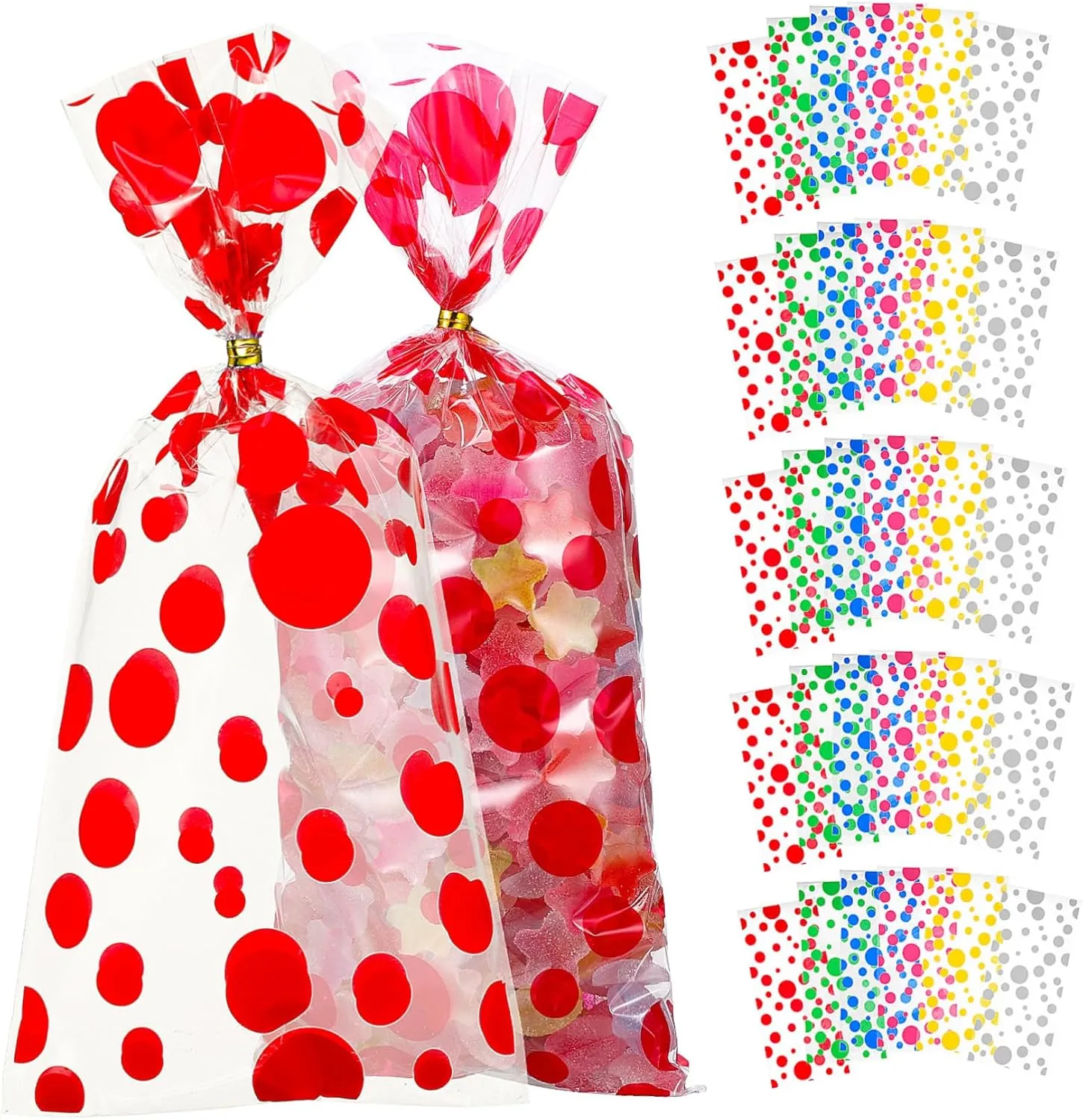 Didiseaon 100 Mixed Color Treat Bags Birthday Present Candy Bag Storage Bag for Snacks Cookies Chocolates Party Favor