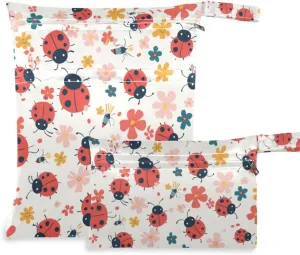 Distinctive Safari Minimalist Flowers reusable wet dry bags for diaper bag 2 Pack diaper bag essential items with handles for daycare, pool