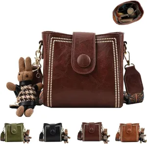Dragentle Vintage Fashion Bag, Vintage Fashion Cowhide Bag with Adjustable Wider Shoulder Strap, Crossbody Bags for Women