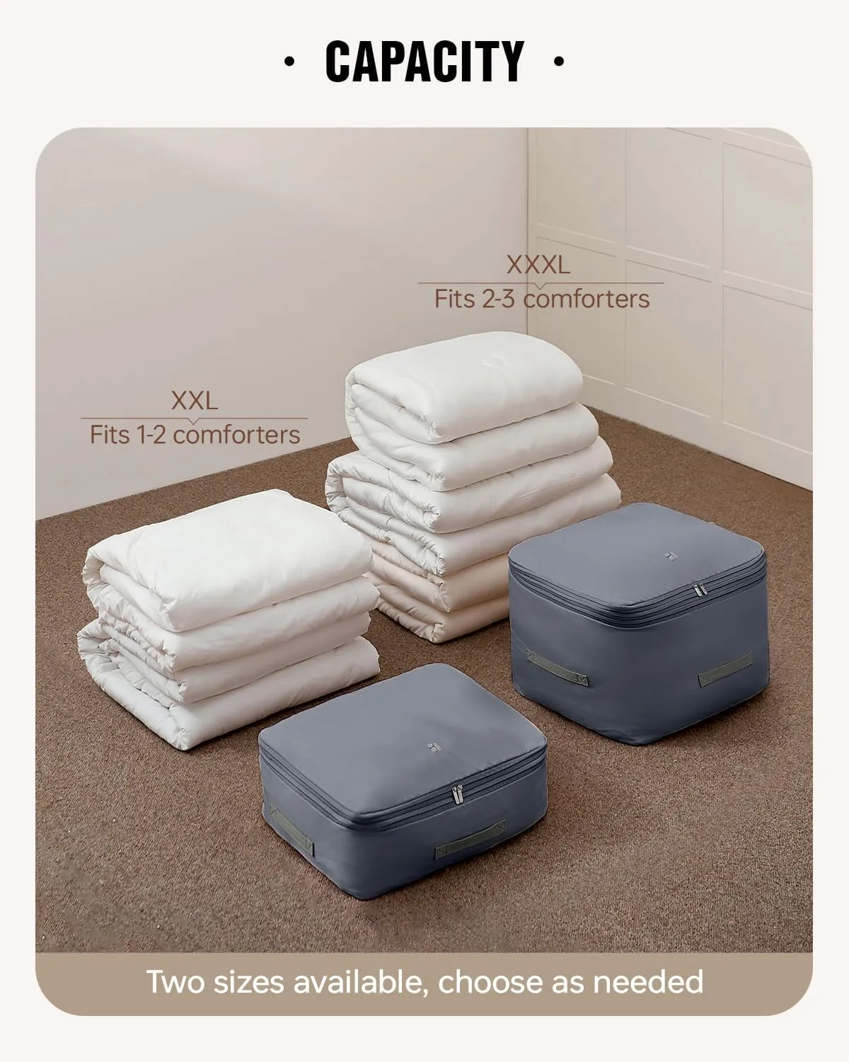 EACHY 3-Pack Comforter Storage Bag Blanket Storage Bags, Compression Bags for Blanket Comforter, Ultra Space Saving Self Compression Organizer
