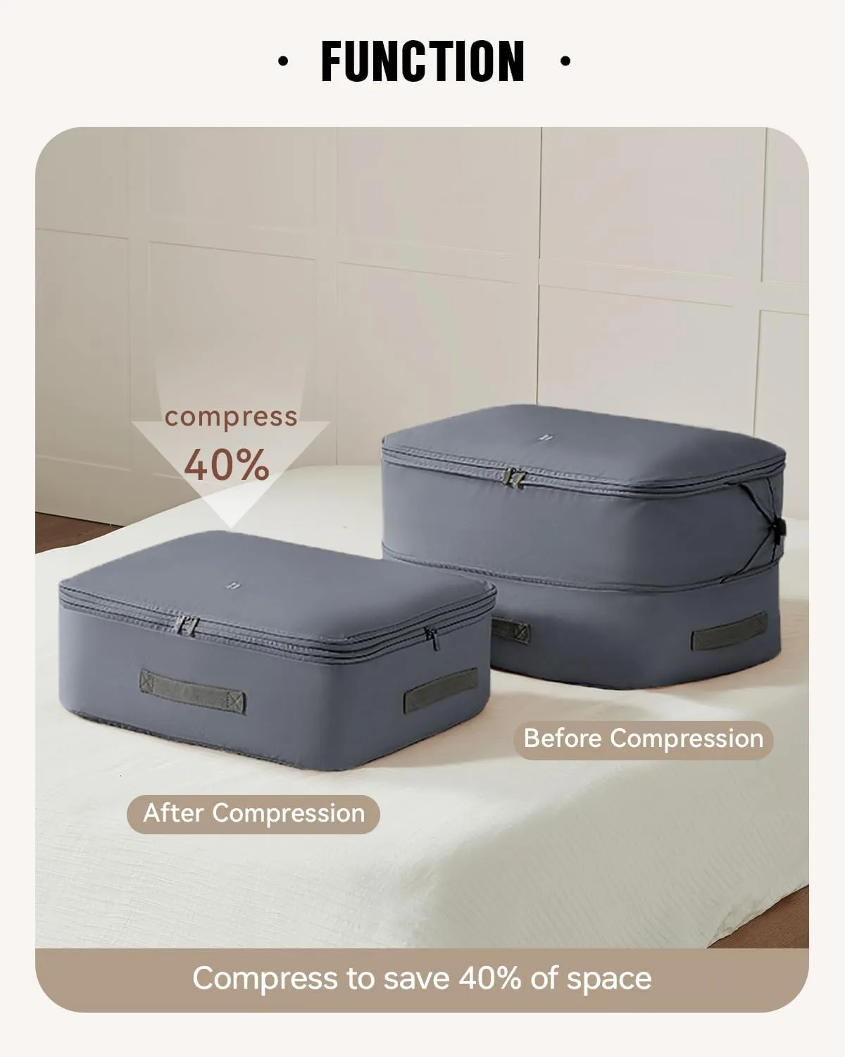 EACHY 3-Pack Comforter Storage Bag Blanket Storage Bags, Compression Bags for Blanket Comforter, Ultra Space Saving Self Compression Organizer