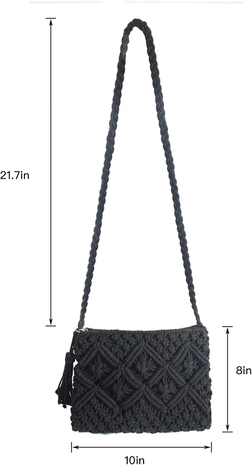 Eiyye Boho Crocheted Purses: Summer Beach Crossbody and Boho Shoulder Bags with Tassel