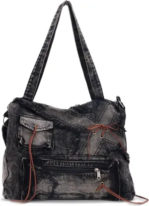 Emprier Denim Hobo Bags for Women - Retro Y2K Blue Jean Casual Purses and Handbags - Large Capacity Tote Bag