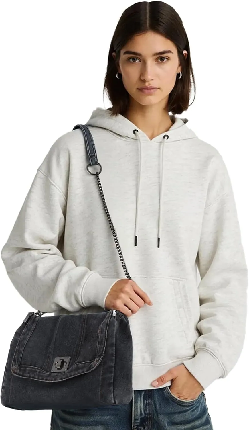 Emprier Denim Shoulder Bags for Women Retro Hobo Purse With Adjustable Chain Fashion Tote Handbags