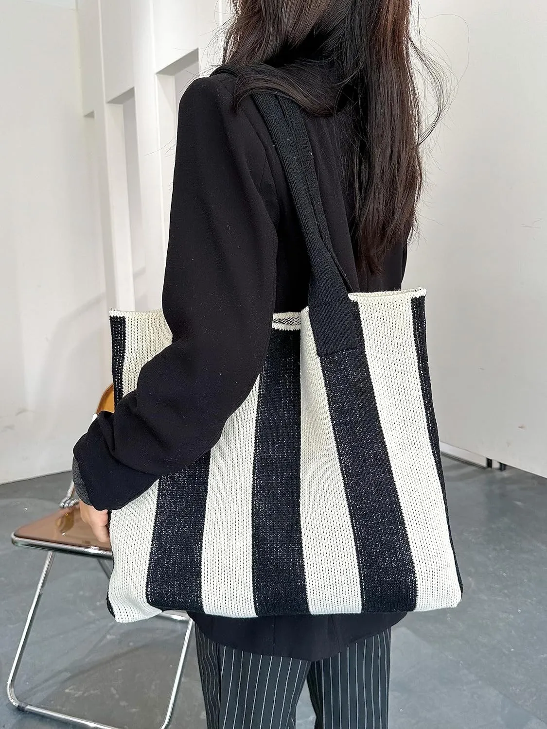 ENBEI Women's tote bags aesthetic Shoulder Handbags Hand crocheted Bags large Shoulder Shopping Bag large satchel cute Bag