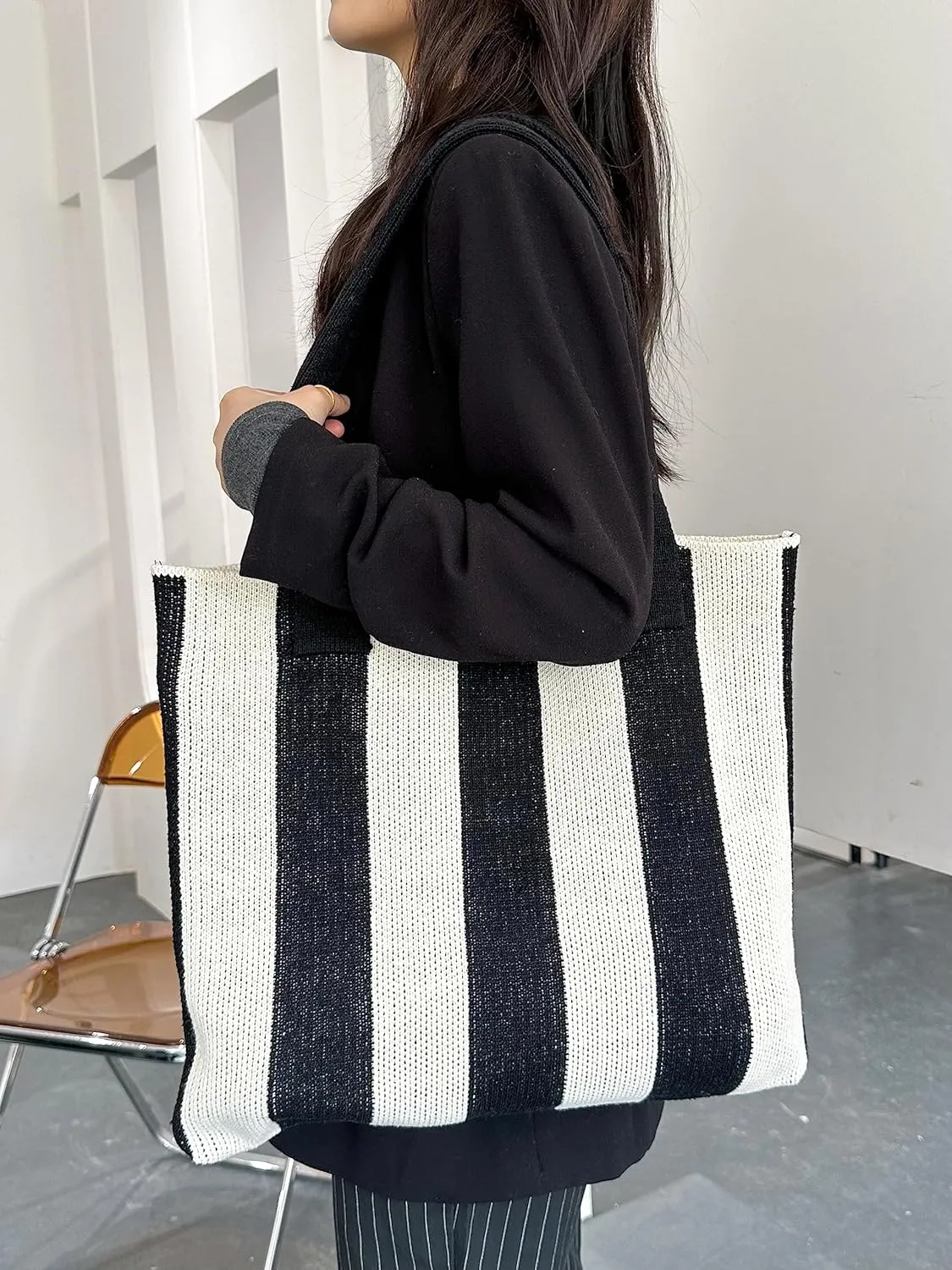 ENBEI Women's tote bags aesthetic Shoulder Handbags Hand crocheted Bags large Shoulder Shopping Bag large satchel cute Bag