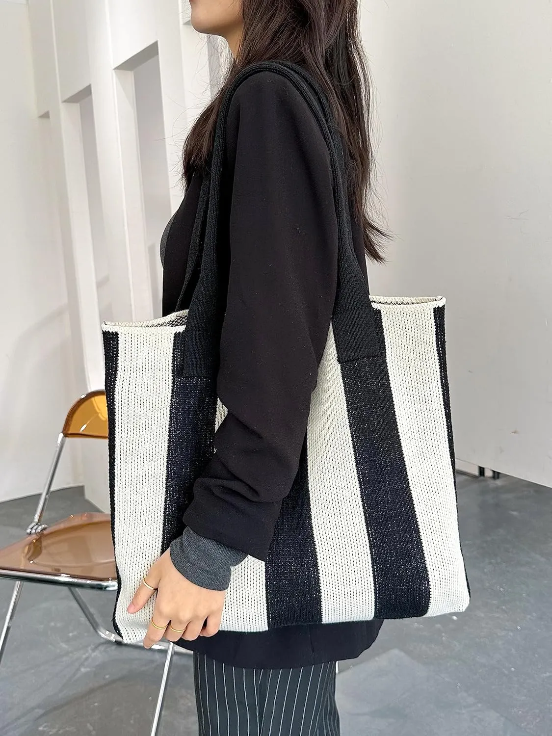 ENBEI Women's tote bags aesthetic Shoulder Handbags Hand crocheted Bags large Shoulder Shopping Bag large satchel cute Bag
