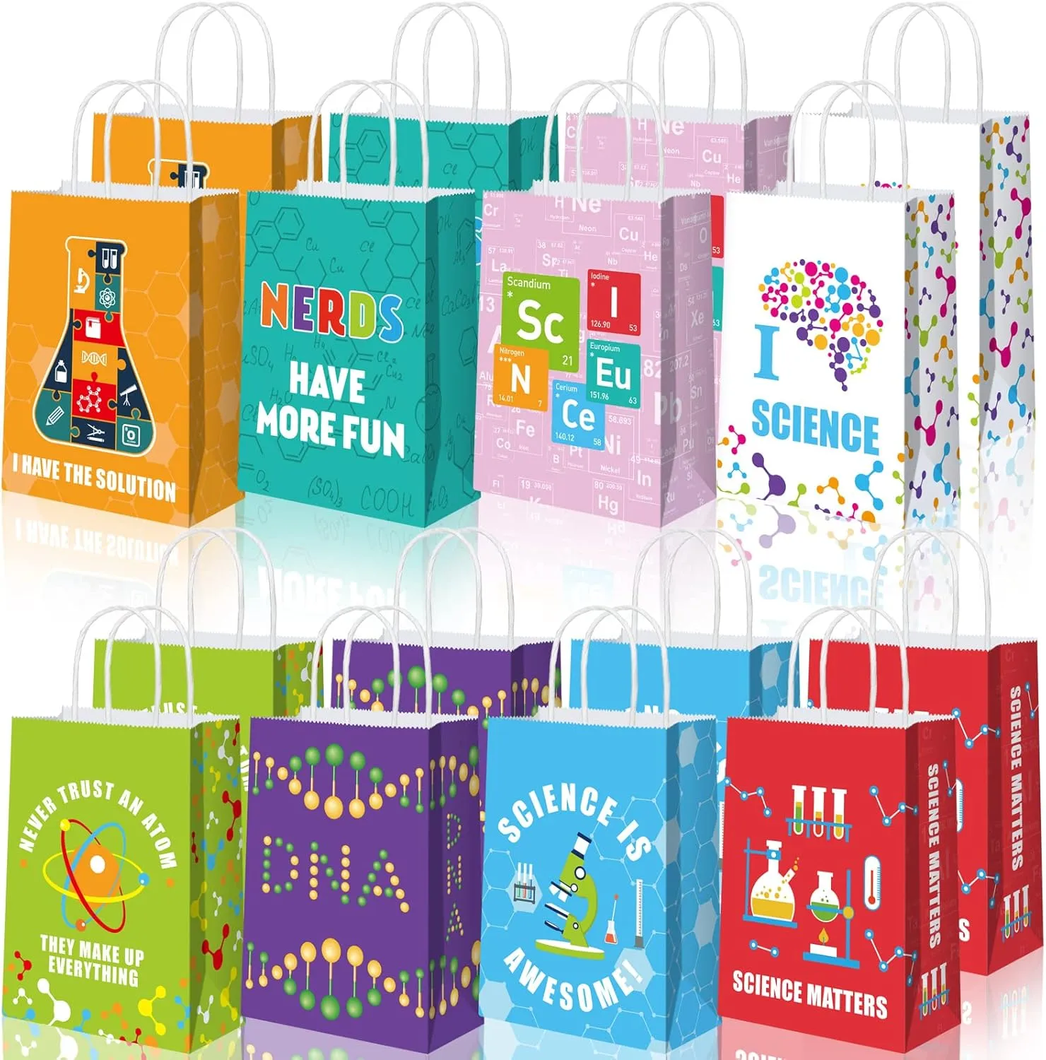 Epakh 16 Pack Science Party Bags Under the Sea Party Favor Ocean Weaves Treat Bags for School Birthday Decoration (Science)