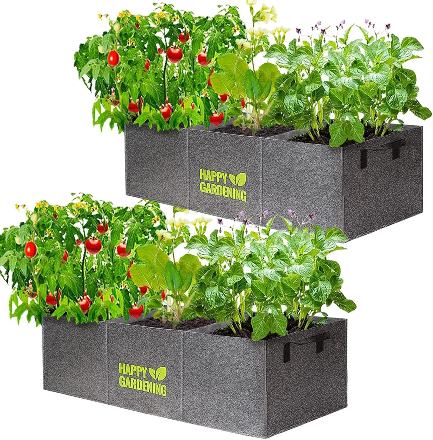 Fabric Grow Bags, 2-Pack Raised Garden Bed with Handle for Vegetable Herbs Gardening, Fabric Plant Pots Planter Indoor Outdoor, 3 sq. ft.