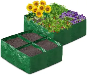 Fabric Raised Garden Bed 4Grids, 2 Pack Total 70 Gallon Fabric Raised Planting Bed Garden Grow Bags Heavy Duty Breathable Raised Planter Container for Gardening Vegetables &Plants Outdoor