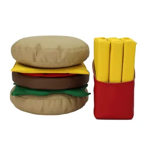 Factory Direct Partners 14011-AS SoftScape Stack-a-Burger Soft Play Set & French Fries with Bag - Pretend Fast Food, Fluffy Bean-Filled Buns (13-Piece)