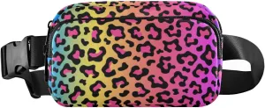 Fanny Pack for Women Men, Neon Rainbow Colored Leopard Belt Bag Waist Pack Crossbody Bag Bum Bag with Adjustable Strap