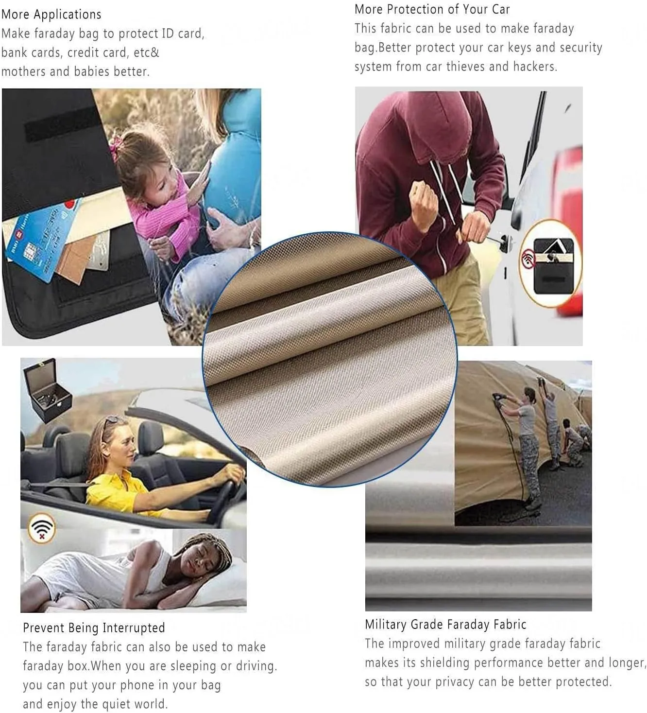 Faraday Fabric Large EMF Shielding Fabric EMF Blocking Material RF Blocking EMF Shielding Fabric from Signal WiFi Bluetooth GPS Shields RF Signals,gold-3x1.1m