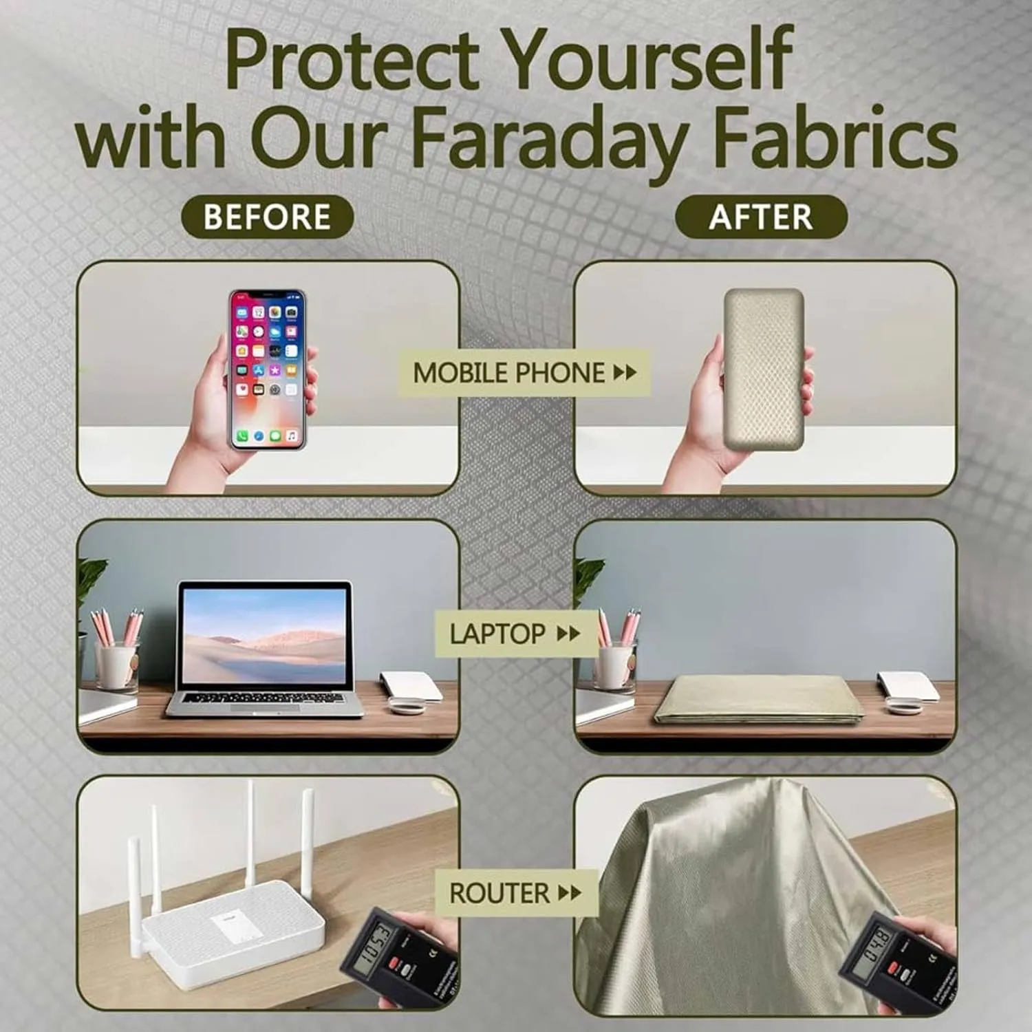 Faraday Fabric Military Grade EMF Fabric WiFi Cell RFID EMF Shielding Grounding RFID Shielding-Block for Card Bag Cloth, Electronic Products,silver-10x1.1m