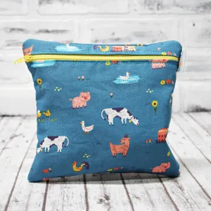 Farm Animals on Blue Personalized Reusable Food Bag