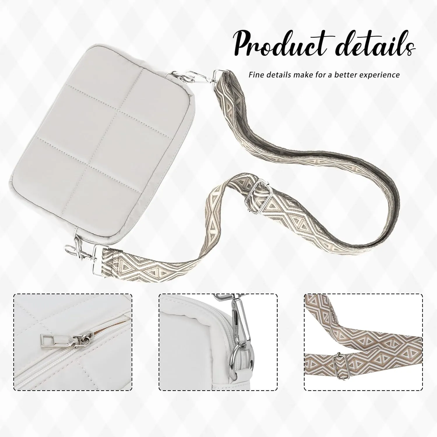 Fecialy Quilted Crossbody Bags for Women Lightweight Puffer Shoulder Bag Design Travel Puffer Tote Bag
