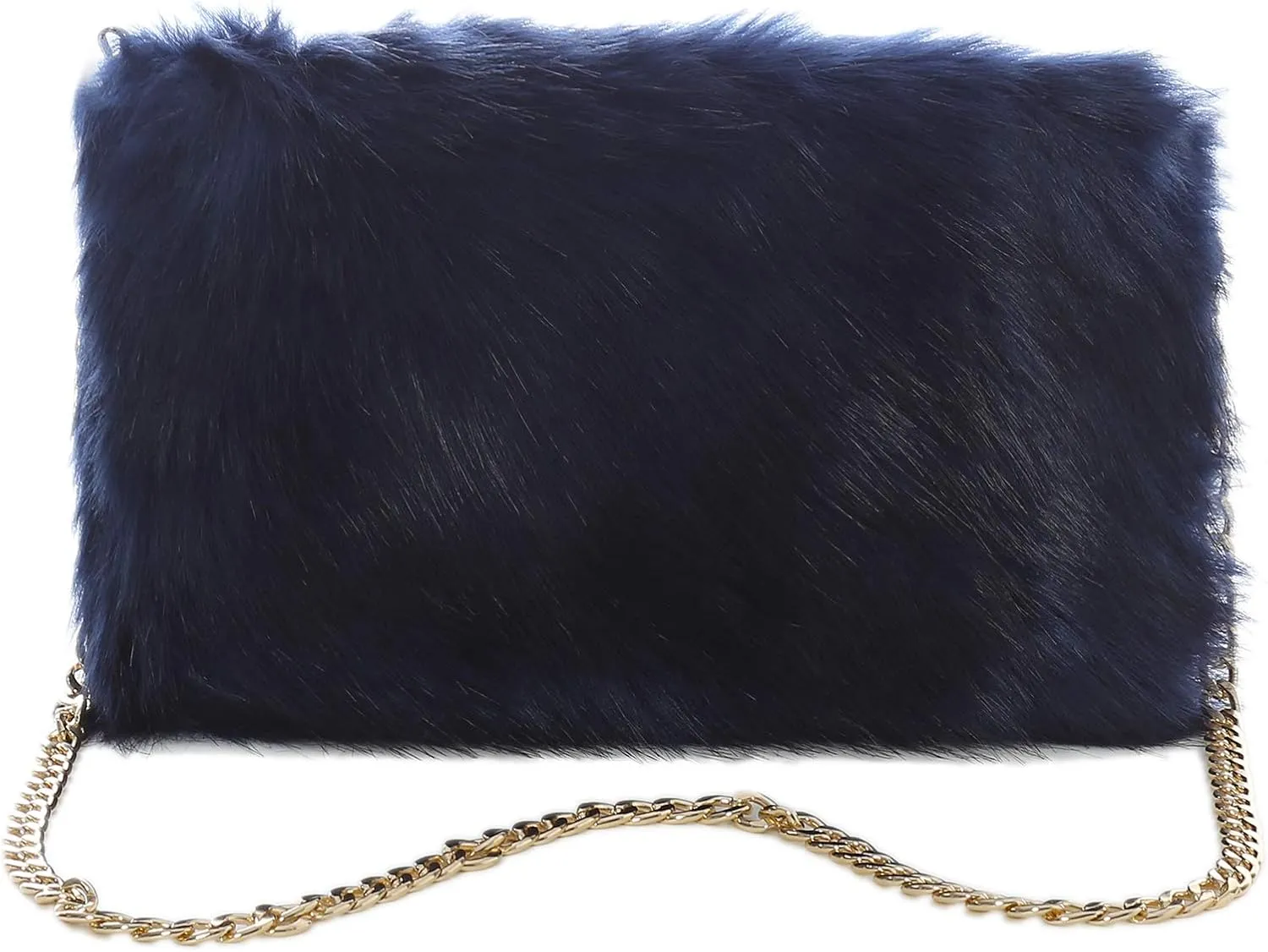 FHQHTH Faux Fox Fur Purse Fuzzy Handbags for Women Evening Handbags Al alloy Shoulder Strap