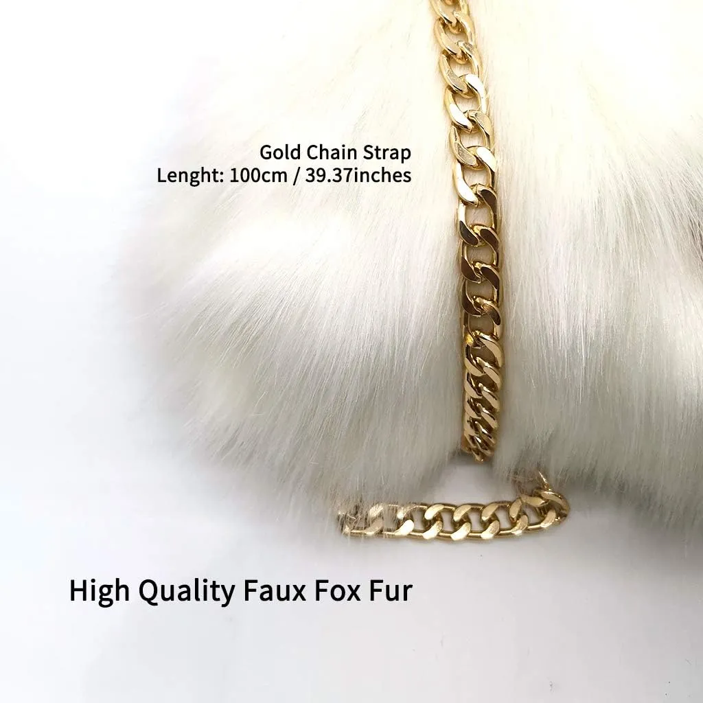 FHQHTH Faux Fur Purse Fashion Clutch Handbag Shoulder Vintage Evening Bags for Women