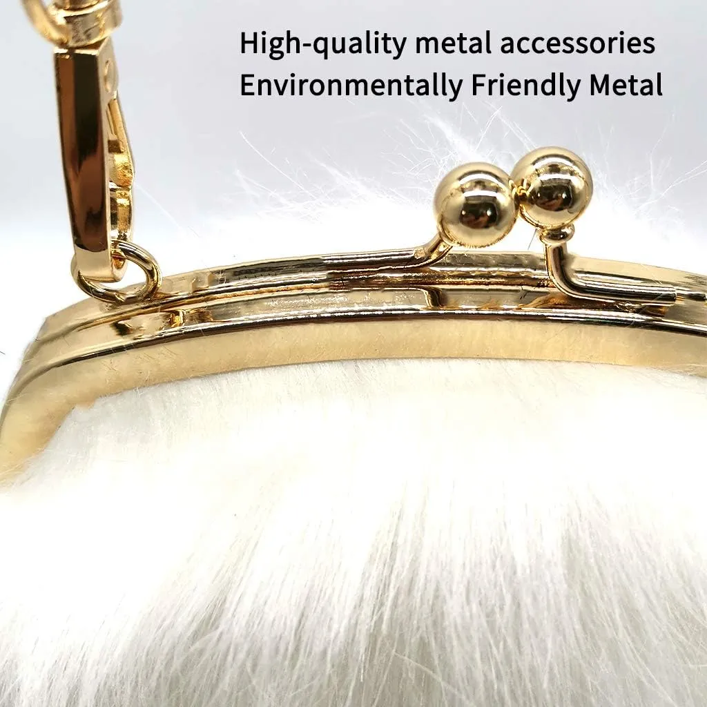 FHQHTH Faux Fur Purse Fashion Clutch Handbag Shoulder Vintage Evening Bags for Women