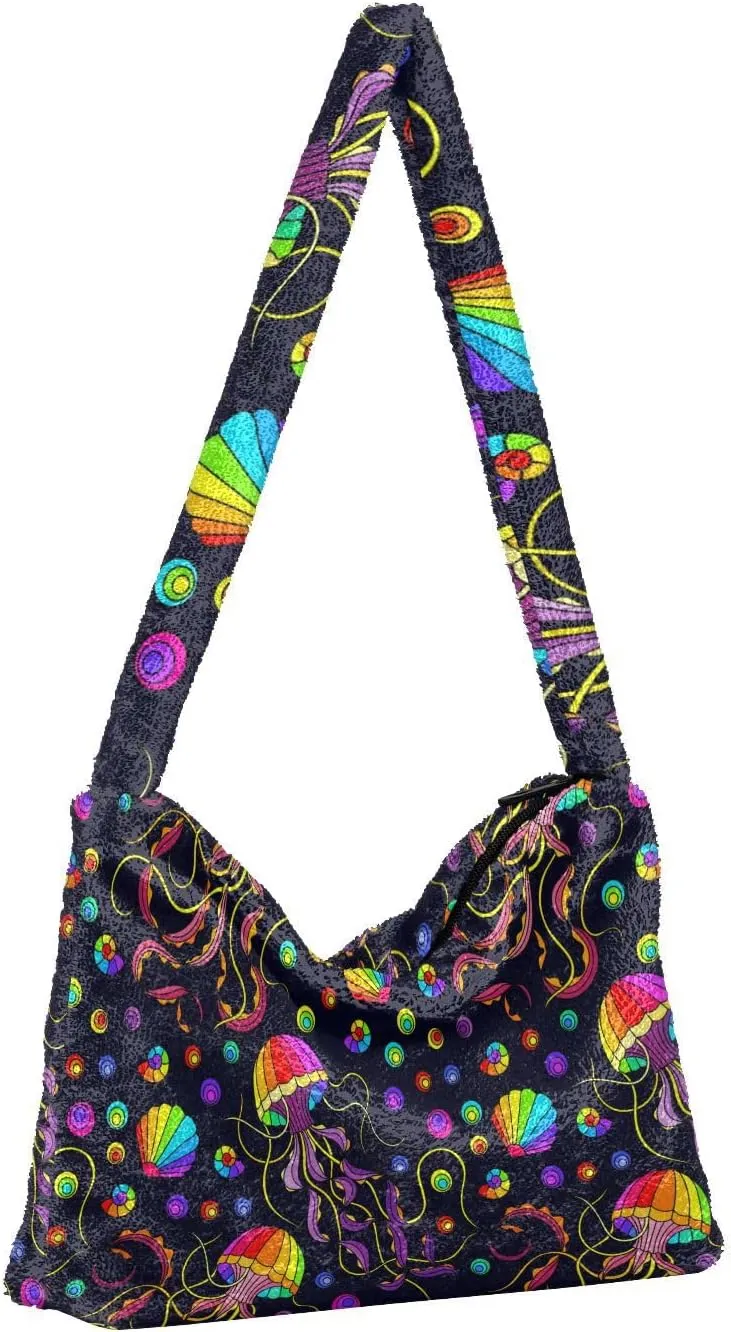 Floral Flower Texture Women's Shoulder Bag, Tote Shoulder Bag with Zipper, Shoulder Handbag Women